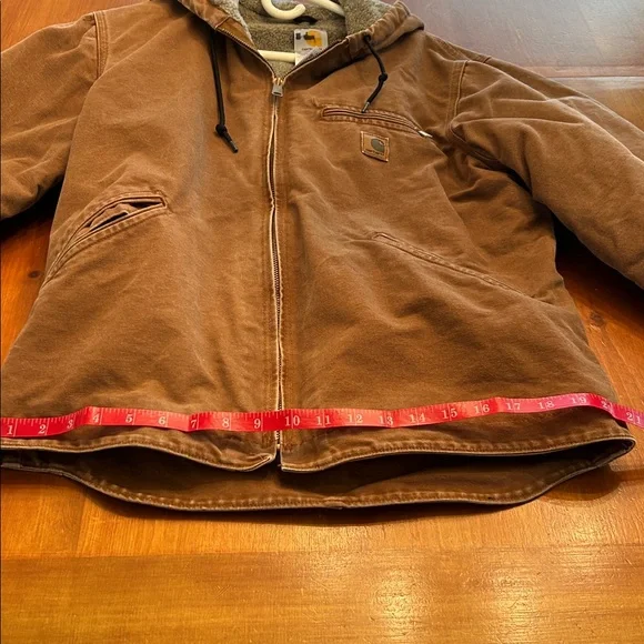 Carhartt Tan Hooded Jacket with Gray Lining